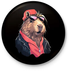 printfashion Capybara - rock - Kitűző, hűtőmágnes - Fekete (13758083)