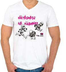 printfashion Hülyéskedj ne háborúzz - starwars paródia - Férfi V-nyakú póló - Fehér (4132386)