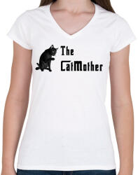 printfashion the catmother - Női V-nyakú póló - Fehér (1591797)