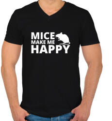 printfashion Mice make me happy - Férfi V-nyakú póló - Fekete (13439220)
