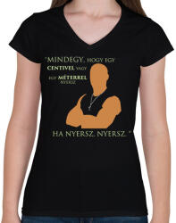 printfashion Dominic Toretto - Női V-nyakú póló - Fekete (1907289)