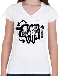 printfashion Hiphop graffiti - Női V-nyakú póló - Fehér (7512144)
