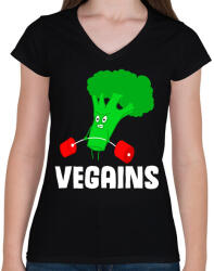 printfashion Vegans - Női V-nyakú póló - Fekete (2063301)