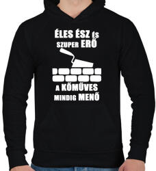 printfashion menő kőműves - Férfi kapucnis pulóver - Fekete (1631678)