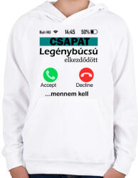 printfashion legénybúcsú telefonos csapat - Gyerek kapucnis pulóver - Fehér (6344511)