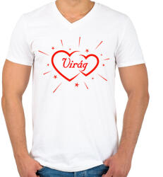printfashion Virág - Férfi V-nyakú póló - Fehér (15611707)
