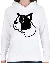 printfashion Boston terrier - Draw - Női kapucnis pulóver - Fehér (7101394)