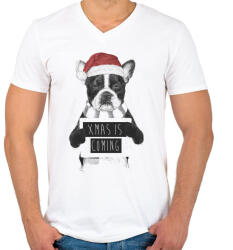 printfashion Xmas is coming - Férfi V-nyakú póló - Fehér (463931)