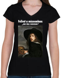 printfashion Ne érj hozzá! - Női V-nyakú póló - Fekete (5381752)