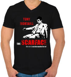 printfashion scarface - Férfi V-nyakú póló - Fekete (1914309)