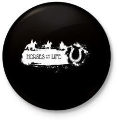 printfashion Horses are my life - Fehér-fekete - Kitűző, hűtőmágnes - Fekete (6321850)