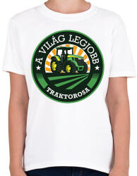 printfashion A világ legjobb traktorosa - Zöld - Gyerek póló - Fehér (6594330)