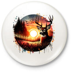 printfashion Szarvas - erdei naplemente - ajándék vadászoknak - Kitűző, hűtőmágnes - Fehér (15385175)