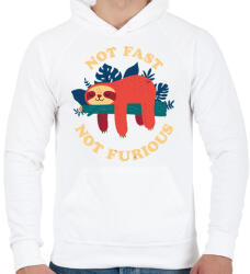 printfashion Lajhár Not fast Not furious - Férfi kapucnis pulóver - Fehér (4207882)