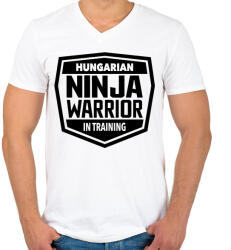printfashion Ninja Warrior - Férfi V-nyakú póló - Fehér (1076610)