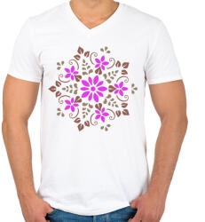 printfashion Tavaszi virágmandala - Férfi V-nyakú póló - Fehér (13394124)