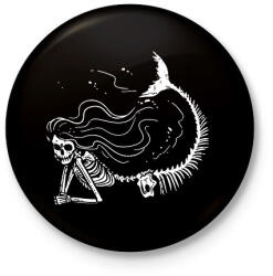 printfashion Csontváz sellő - Kitűző, hűtőmágnes - Fekete (13847967)