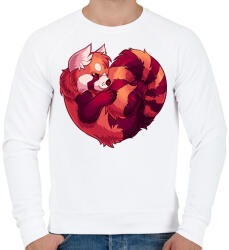 printfashion Vörös panda szív - Férfi pulóver - Fehér (16017236)