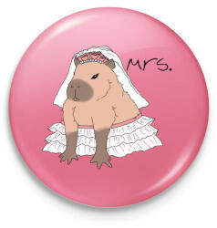 printfashion Mrs. Capybara - Kitűző, hűtőmágnes - Rózsaszín (13864873)
