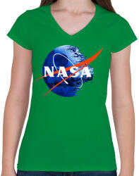 printfashion NASA Halálcsillag logo - Női V-nyakú póló - Zöld (853331)