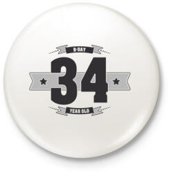 printfashion b-day-34-dark-lightgrey - Kitűző, hűtőmágnes - Fehér (3076387)