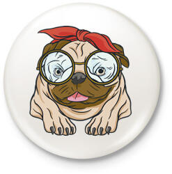 printfashion Csajos mopsz - Kitűző, hűtőmágnes - Fehér (12003991)