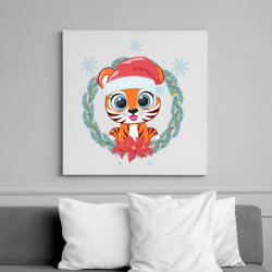 printfashion Tigris baba karácsonya - Vászonkép - Fehér (6638771)