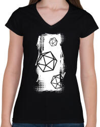 printfashion Trash polka D20 (fehér) - Női V-nyakú póló - Fekete (7276775)