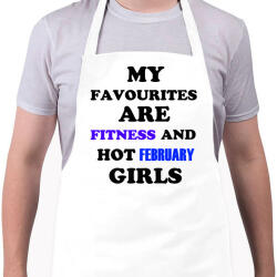 printfashion A kedvenceim a fitnessz és a jó februári születésű csajok - Kötény - Fehér (4905394)
