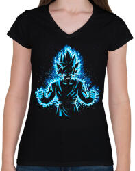 printfashion God Vegeta - Női V-nyakú póló - Fekete (448276)