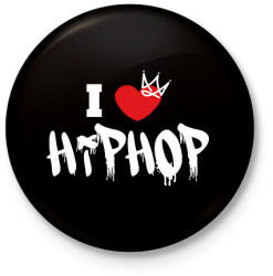 printfashion I love hiphop (white) - Kitűző, hűtőmágnes - Fekete (7515174)