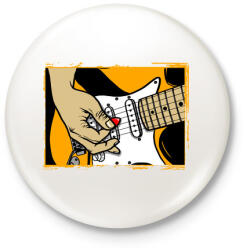 printfashion Gitáros - Kitűző, hűtőmágnes - Fehér (4970339)