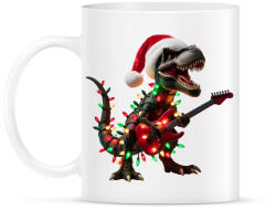 printfashion Karácsonyi rocker tirex gitárral - karácsonyi dinoszaurusz - Bögre - Fehér (15228924)