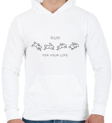 printfashion Run for your life - Férfi kapucnis pulóver - Fehér (6293677)