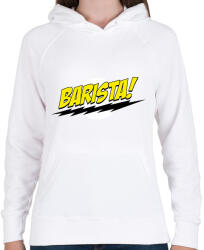 printfashion Barista logó - Női kapucnis pulóver - Fehér (1600223)