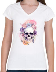 printfashion Time to bloom - Női V-nyakú póló - Fehér (14656961)