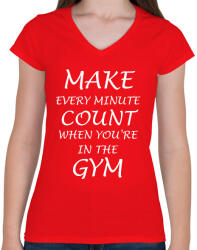 printfashion Minden perc számít amikor bent vagy a teremben - Női V-nyakú póló - Piros (1302661)