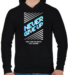 printfashion nevergiveup - Férfi kapucnis pulóver - Fekete (10927681)