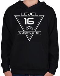 printfashion level-complete-16-white - Gyerek kapucnis pulóver - Fekete (1078609)