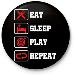 printfashion Evés, alvás, darts, ismétlés - Kitűző, hűtőmágnes - Fekete (3095308)