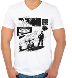 printfashion Forma 1 anime - Férfi V-nyakú póló - Fehér (13942585)