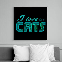 printfashion i love the cats-blue - Vászonkép - Fekete (13540378)