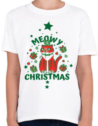 printfashion Karácsonyi cica - Gyerek póló - Fehér (5713610)