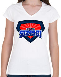 printfashion SUPERSENSEI - Női V-nyakú póló - Fehér (11487654)