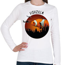 printfashion Fishzilla - Női hosszú ujjú póló - Fehér (7181216)