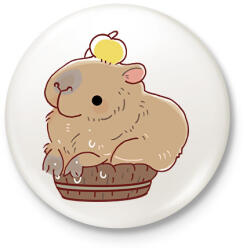 printfashion Medencéző Capybara - Kitűző, hűtőmágnes - Fehér (13856443)