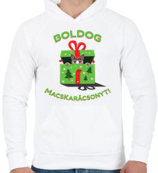 printfashion Cicát mindenkinek! Karácsonyi - Férfi kapucnis pulóver - Fehér (10986554)