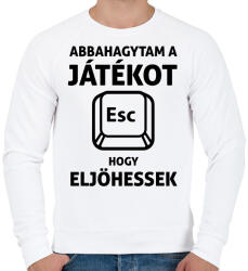 printfashion Abbahagytam a játékot, hogy eljöhessek - Férfi pulóver - Fehér (5785386)