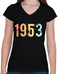 printfashion 1953 - Női V-nyakú póló - Fekete (11813625)
