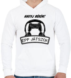 printfashion Hagyj békén épp játszok - Férfi kapucnis pulóver - Fehér (7456843)